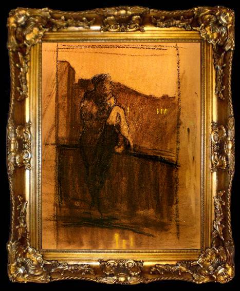 framed  kathe kollwitz sjalvportratt pa balkongen, ta009-2